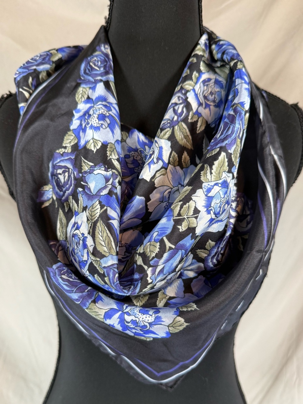 Vintage Laura Ashley Made in Italy 100% Silk Floral Square Scarf